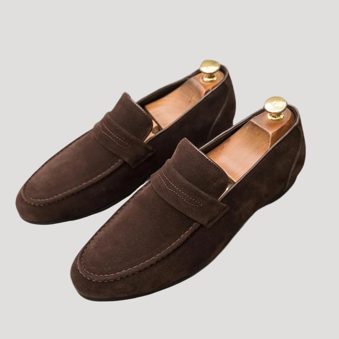 Herr läder penny loafers med lätt sula för vardagsbruk