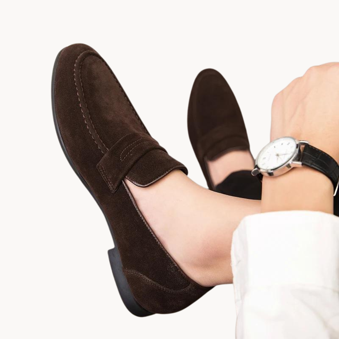 Herr läder penny loafers med lätt sula för vardagsbruk