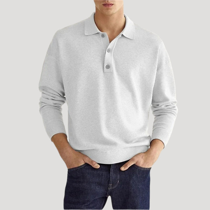Herr henley stickad polotröja för vardagsbruk stil