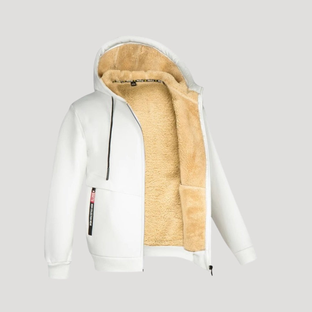 Herr hoodie med zip fleecefodrad varm bekväm vinter