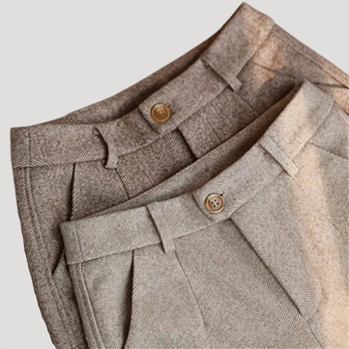 Herrbyxor i herringbone med hög midja för stiliga tillfällen