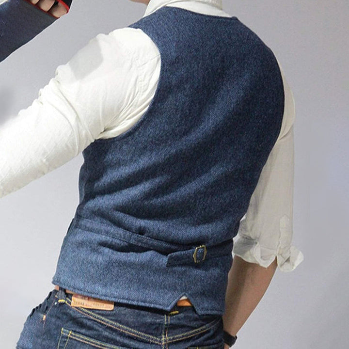 Herr Tweedväst med Enkelknäppning & Casual Stil | Mirla