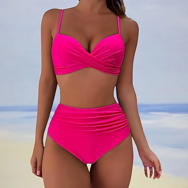 Bikini-set med hög midja och vridet parti framtill - Patti