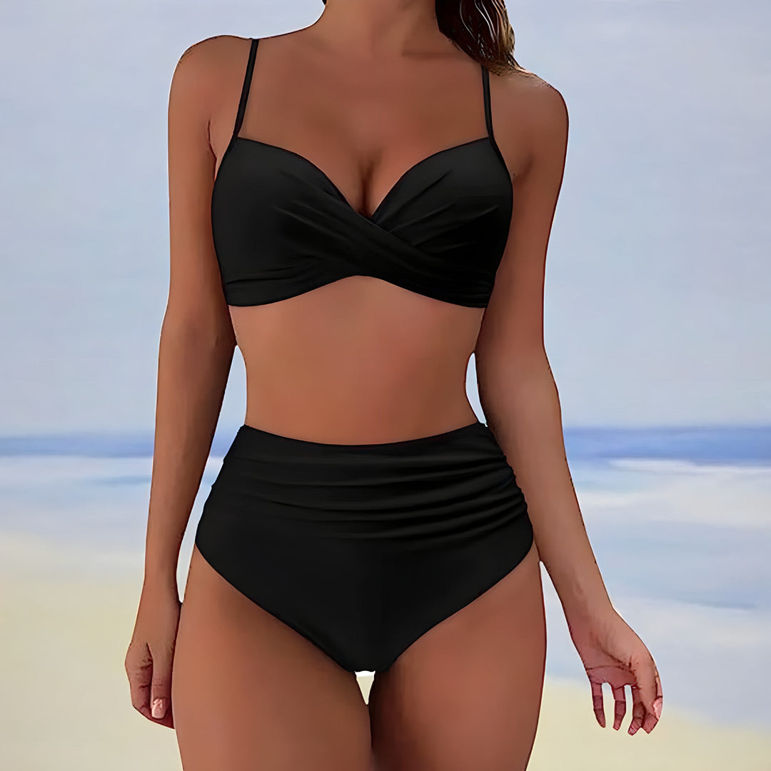 Bikini-set med hög midja och vridet parti framtill - Patti