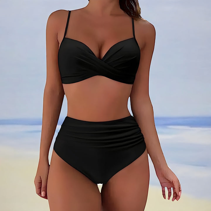 Bikini-set med hög midja och vridet parti framtill - Patti