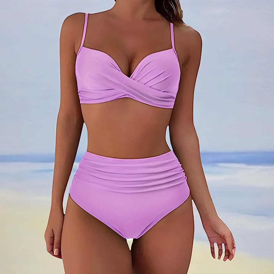 Bikini-set med hög midja och vridet parti framtill - Patti