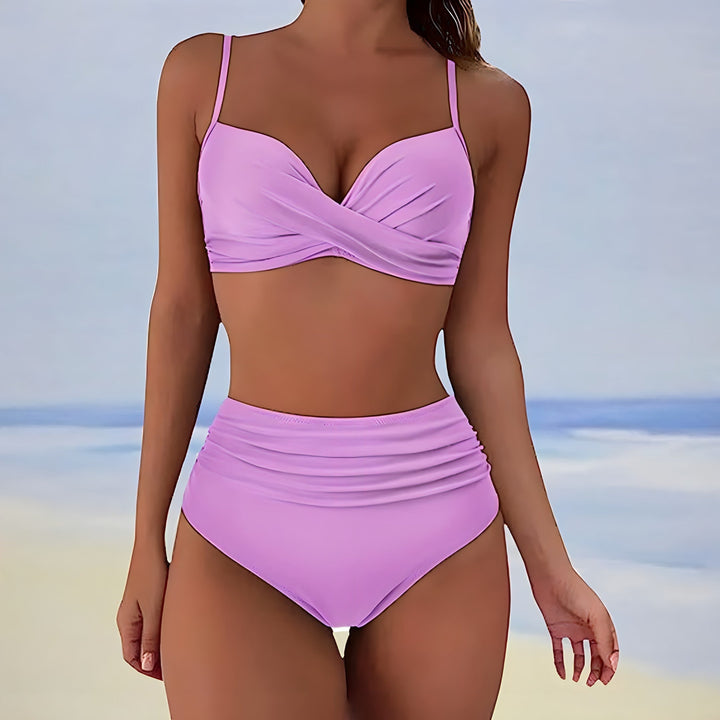 Bikini-set med hög midja och vridet parti framtill - Patti