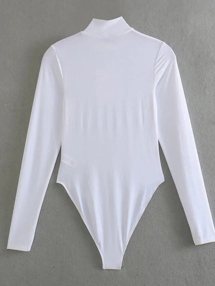 Höghalsad Bodysuit – Bodysuit med långa ärmar och turtleneck för damer