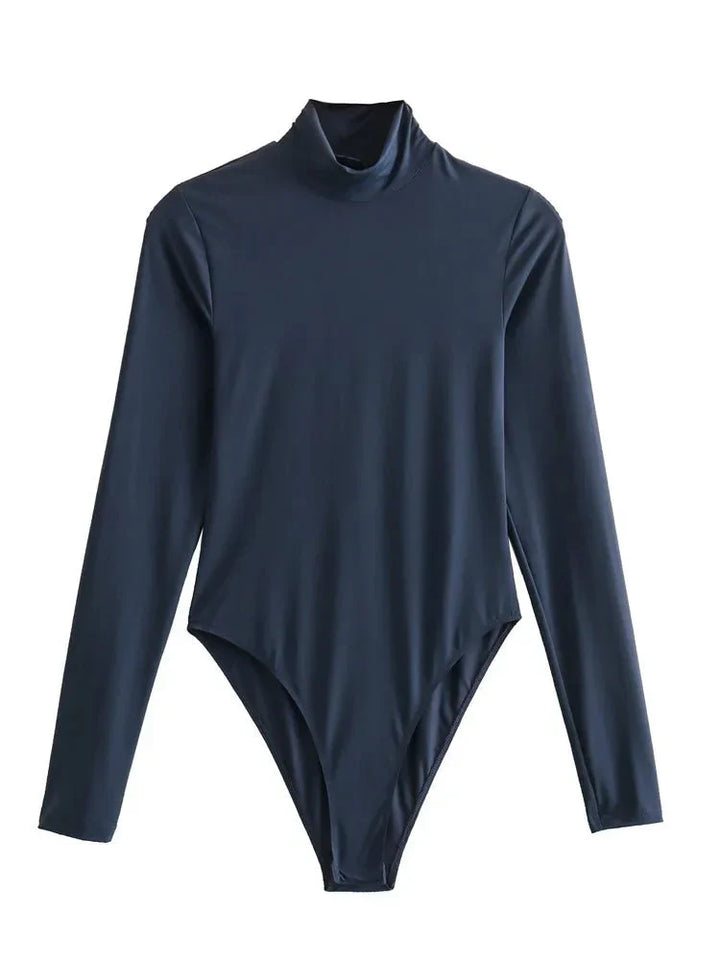 Höghalsad Bodysuit – Bodysuit med långa ärmar och turtleneck för damer