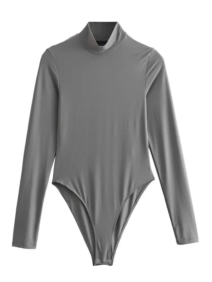 Höghalsad Bodysuit – Bodysuit med långa ärmar och turtleneck för damer