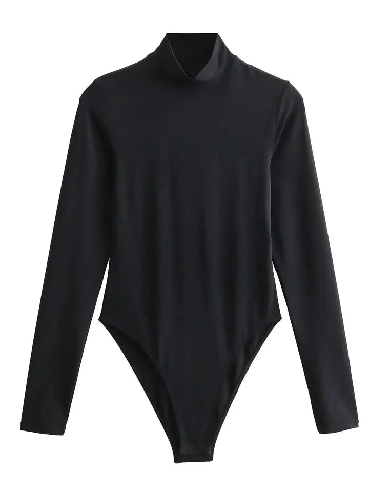 Höghalsad Bodysuit – Bodysuit med långa ärmar och turtleneck för damer