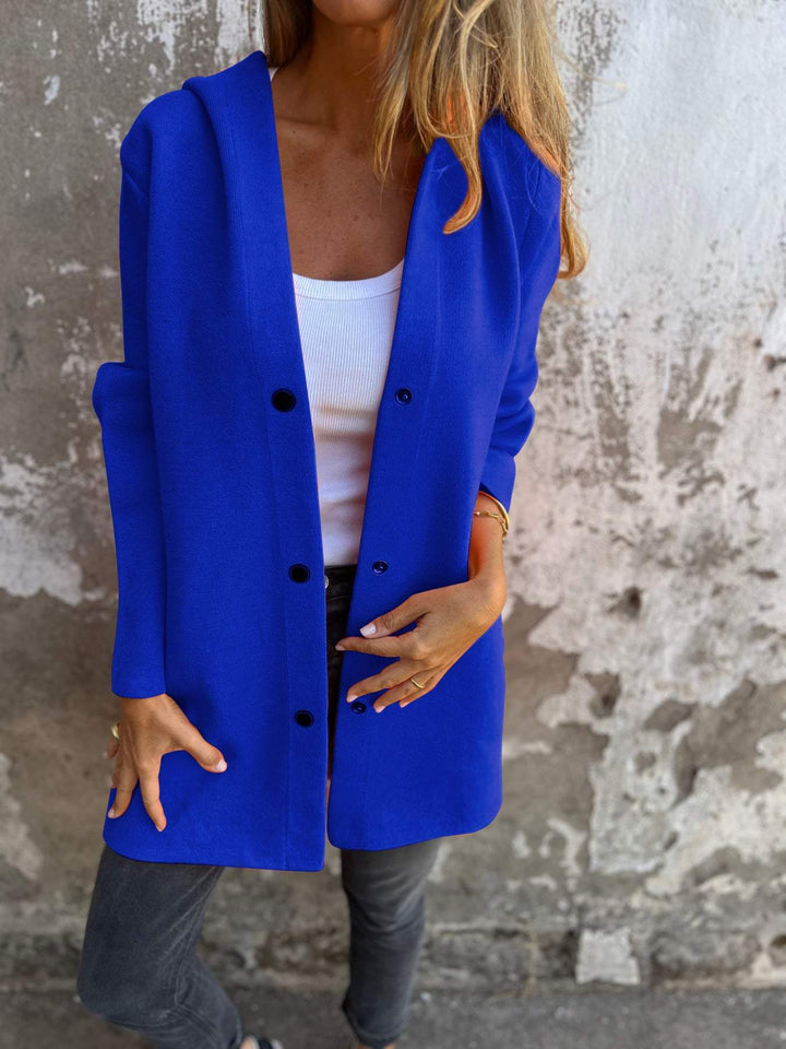 Hooded Cardigan - Damtröja med lös passform och knappar, lång cardigan och huva