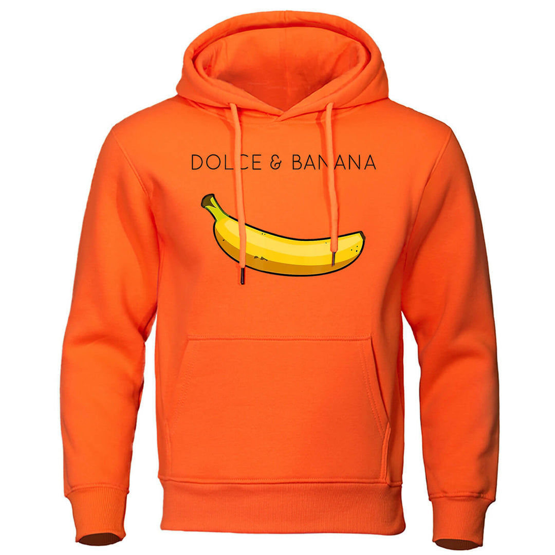 Hoodie | Bananmönster | Dragsko | Pullover Hoodie | Avslappnad Hoodie