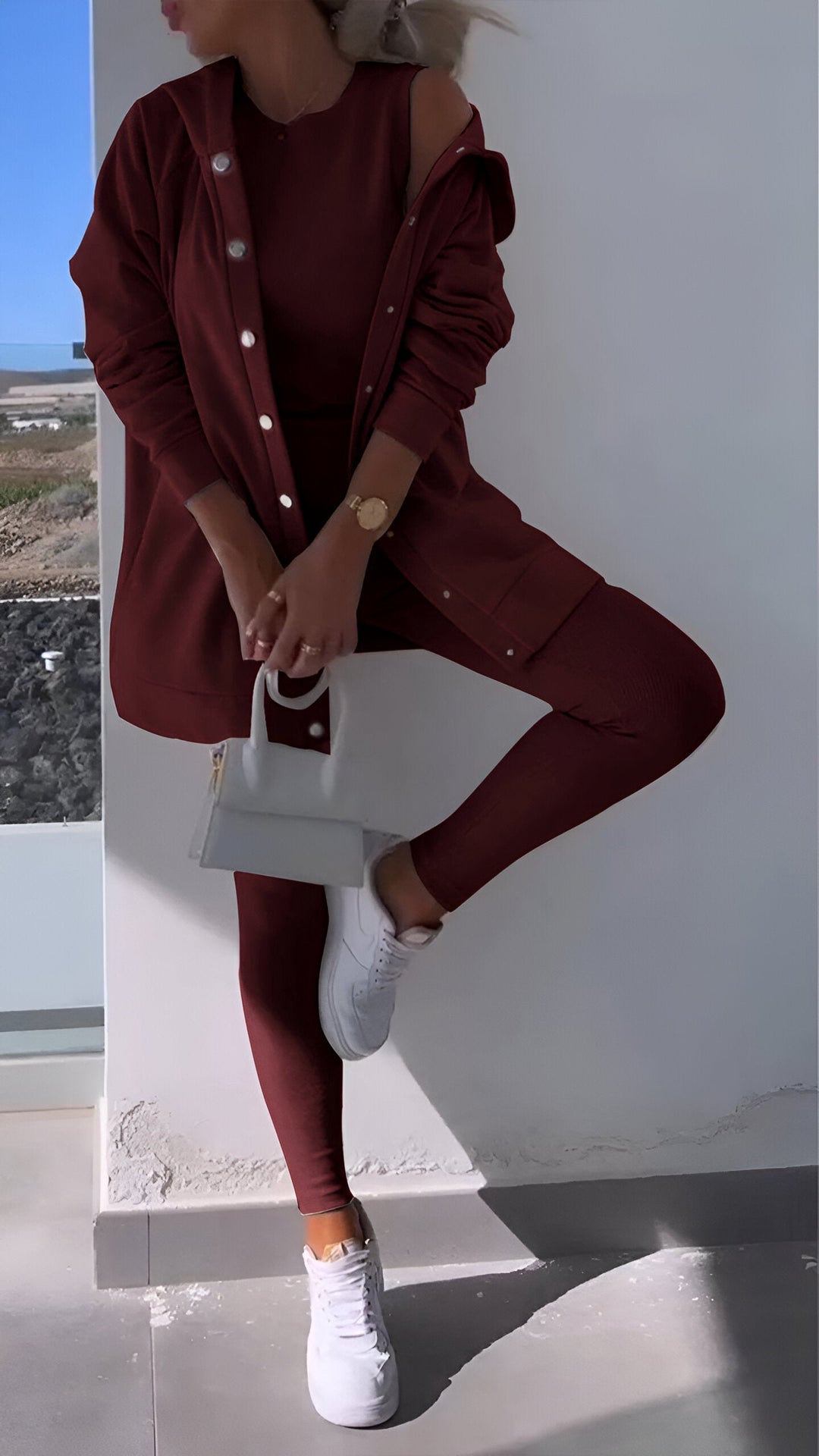 Hoodie och Leggings Set | Button-Up | Oversized Hoodie | Co-Ord Set | Damkläder