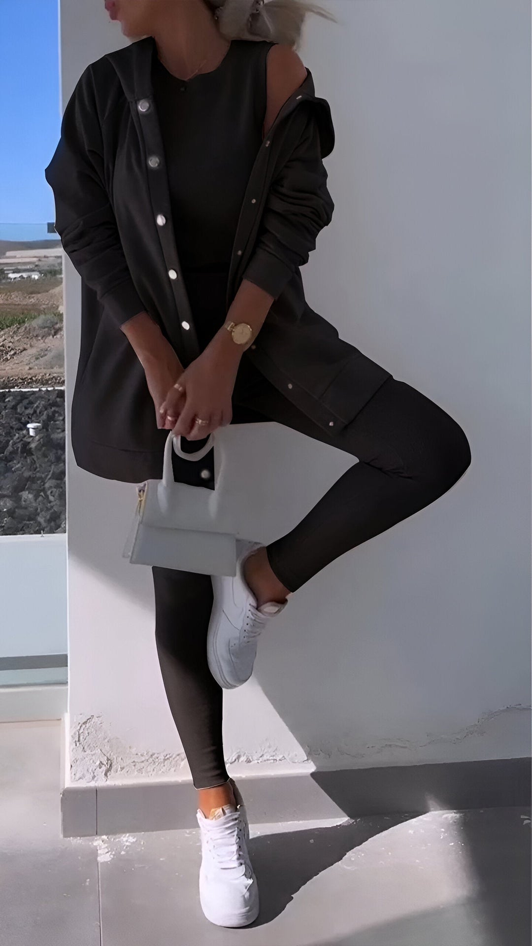 Hoodie och Leggings Set | Button-Up | Oversized Hoodie | Co-Ord Set | Damkläder