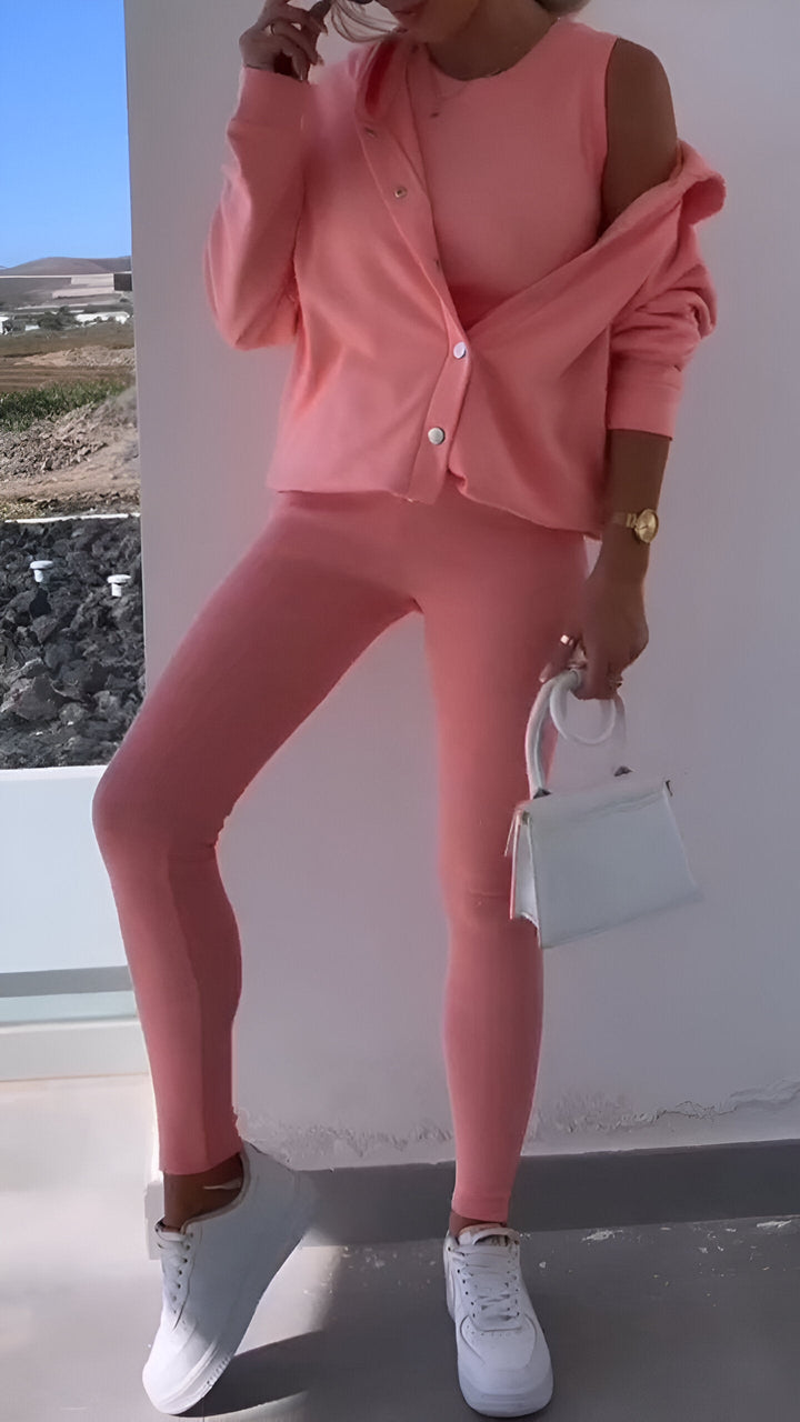 Hoodie och Leggings Set | Button-Up | Oversized Hoodie | Co-Ord Set | Damkläder