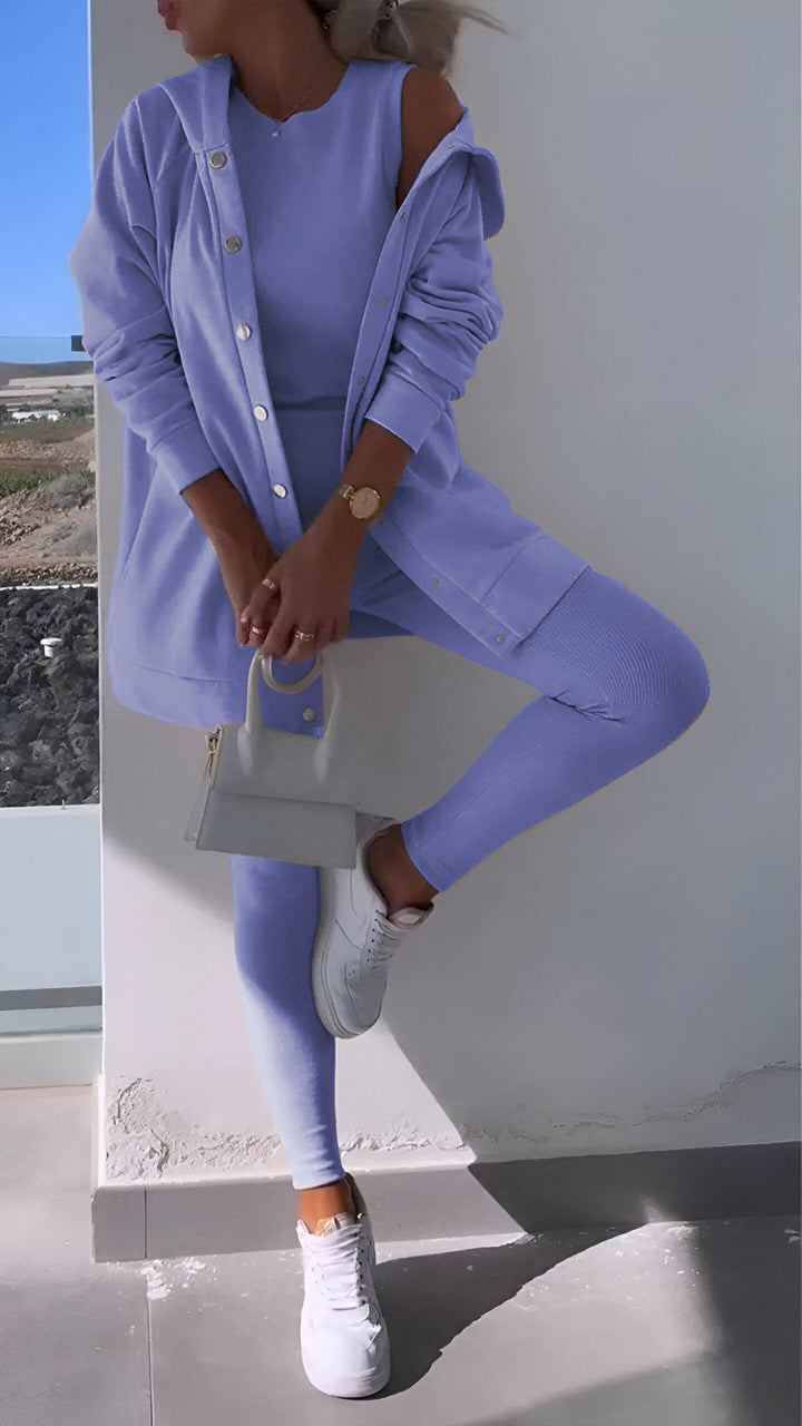 Hoodie och Leggings Set | Button-Up | Oversized Hoodie | Co-Ord Set | Damkläder