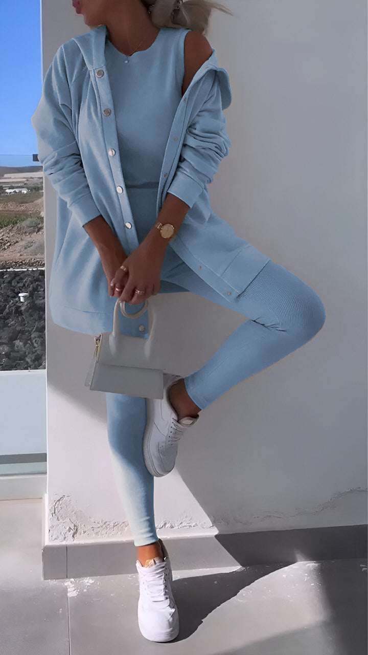 Hoodie och Leggings Set | Button-Up | Oversized Hoodie | Co-Ord Set | Damkläder