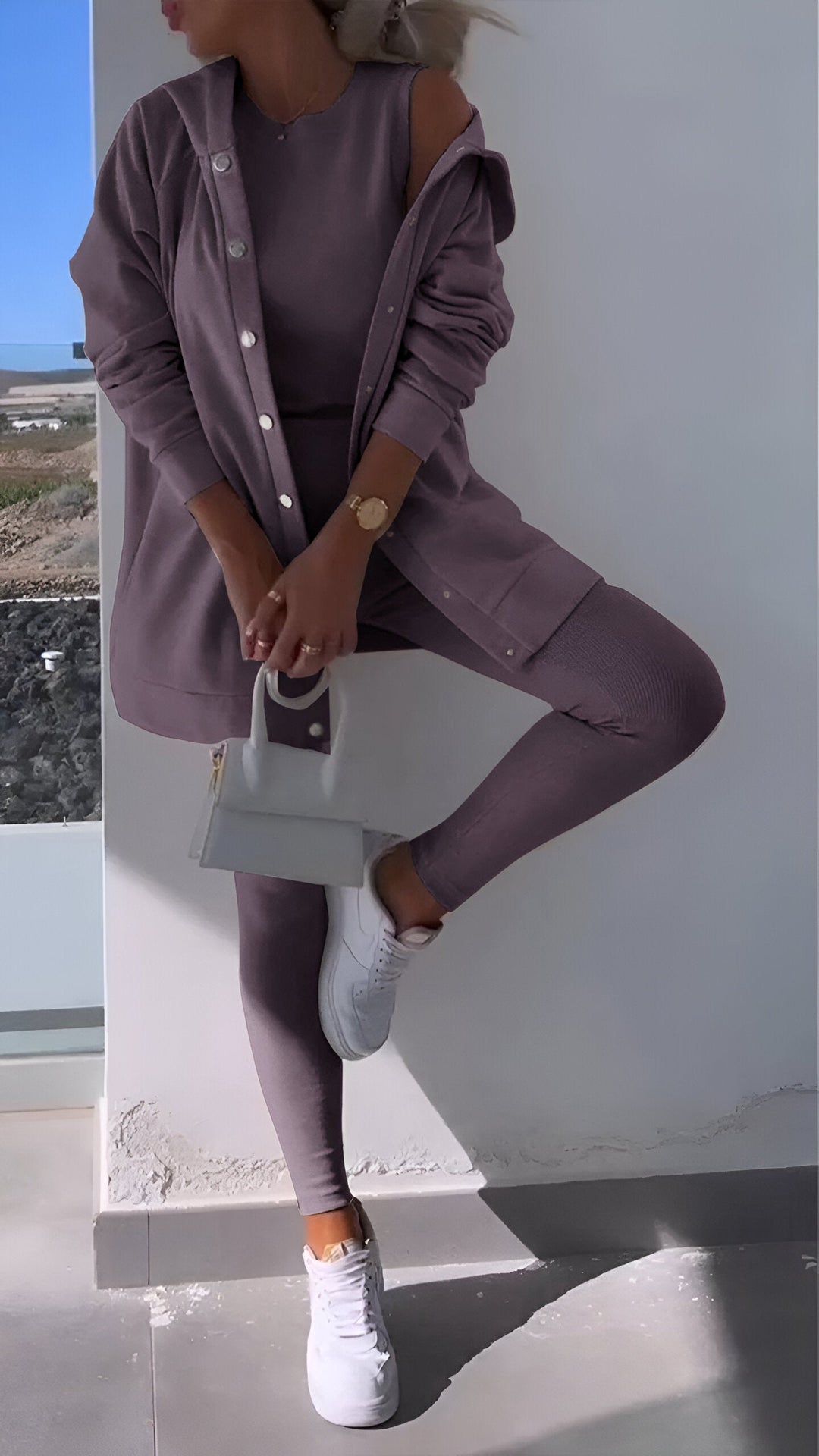 Hoodie och Leggings Set | Button-Up | Oversized Hoodie | Co-Ord Set | Damkläder