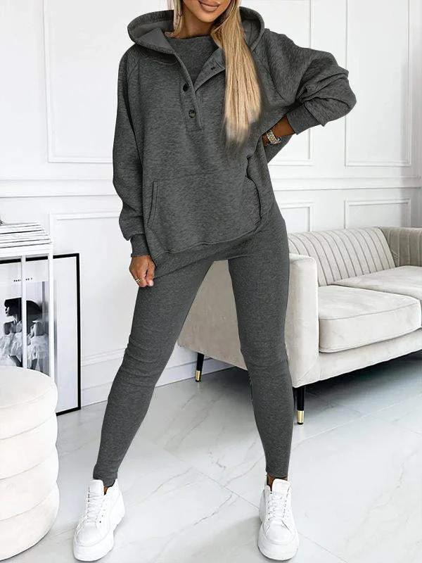 Hoodie och Leggings Set - Matchande - Oversized Hoodie - Co-Ord Set - Damkläder