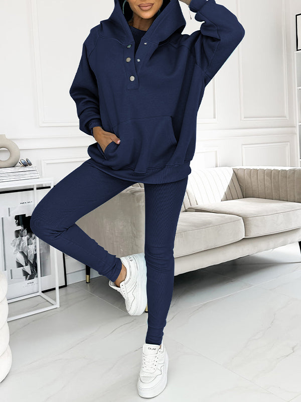 Hoodie och Leggings Set - Matchande - Oversized Hoodie - Co-Ord Set - Damkläder