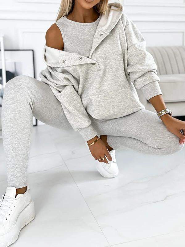 Hoodie och Leggings Set - Matchande - Oversized Hoodie - Co-Ord Set - Damkläder