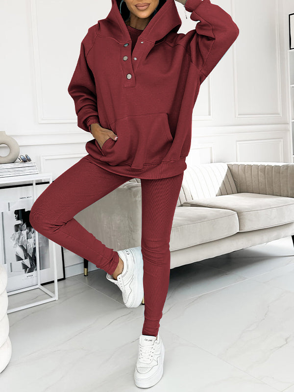 Hoodie och Leggings Set - Matchande - Oversized Hoodie - Co-Ord Set - Damkläder