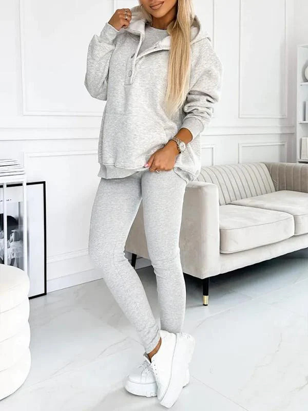 Hoodie och Leggings Set - Matchande - Oversized Hoodie - Co-Ord Set - Damkläder