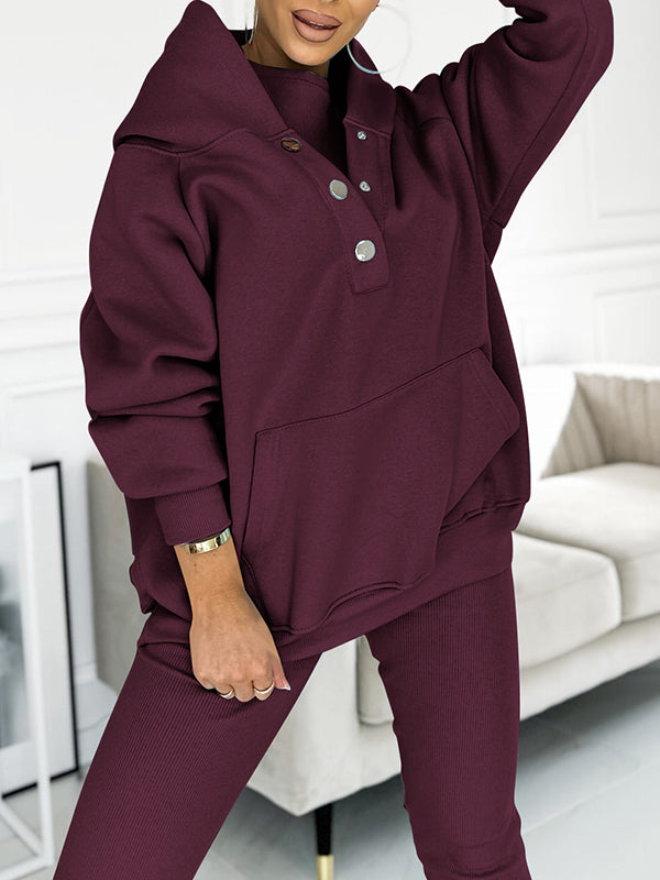 Hoodie och Leggings Set - Matchande - Oversized Hoodie - Co-Ord Set - Damkläder