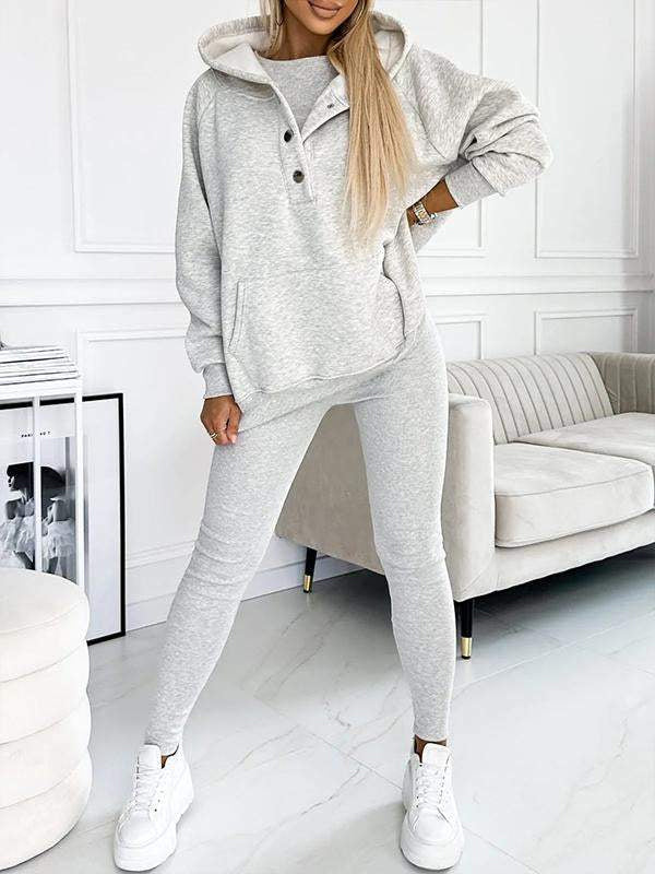 Hoodie och Leggings Set - Matchande - Oversized Hoodie - Co-Ord Set - Damkläder