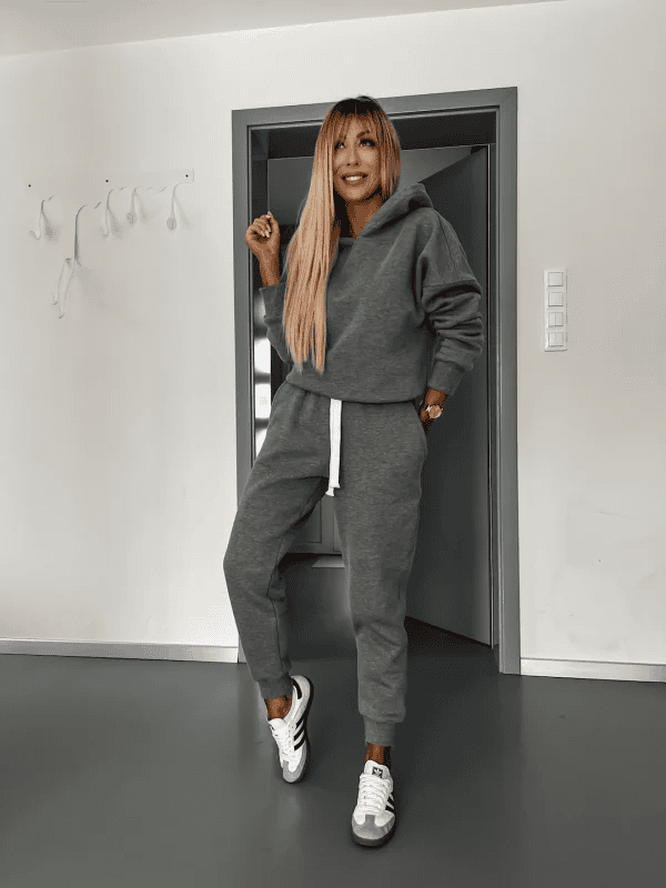 Hoodie och Sweatpants Set | Bekväm | Dragsko | Sweat Set | Joggerset för kvinnor