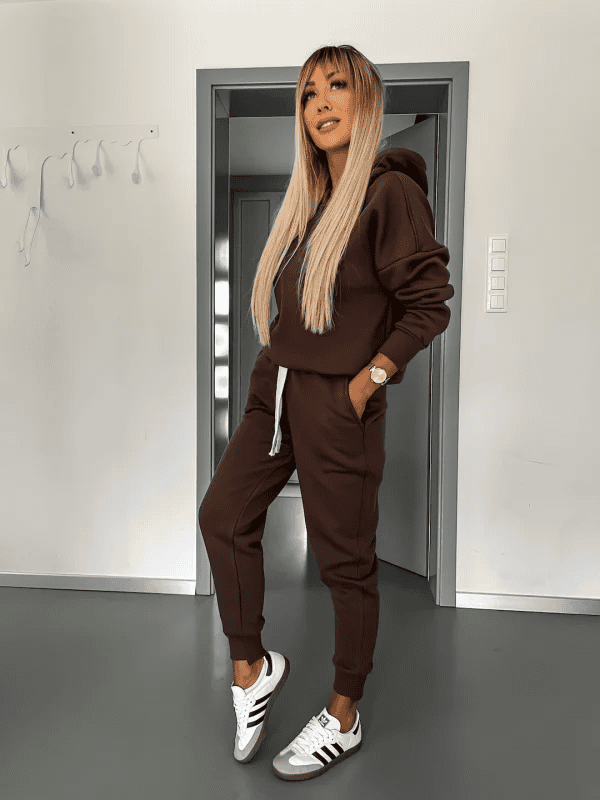 Hoodie och Sweatpants Set | Bekväm | Dragsko | Sweat Set | Joggerset för kvinnor