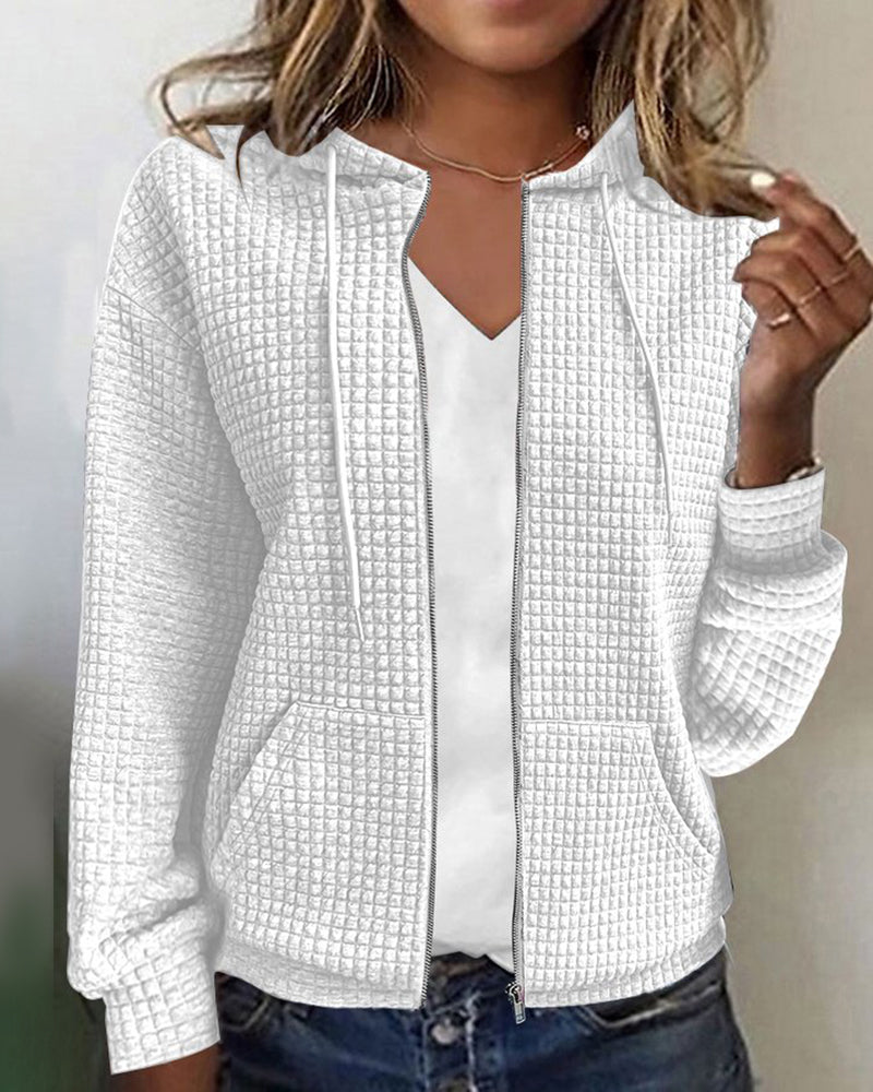 Huvtröja med dragkedja - Casual - Fickor - Zip Sweater - Damkläder