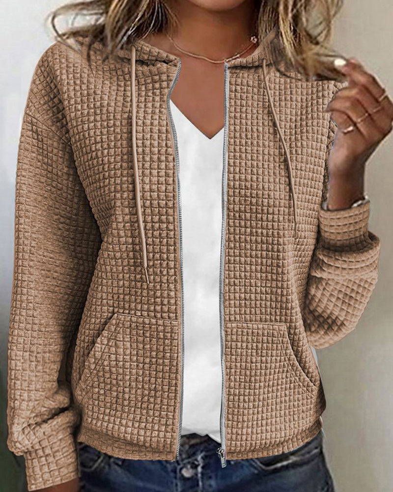 Huvtröja med dragkedja - Casual - Fickor - Zip Sweater - Damkläder