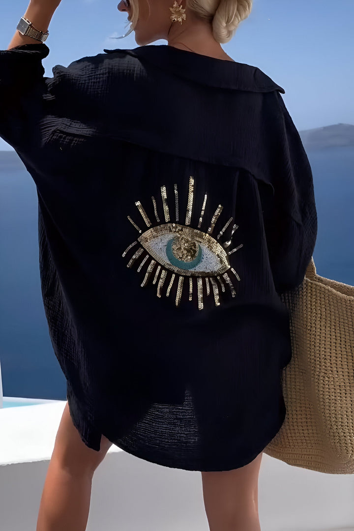 Isabelle - Evil Eye Collar Sommarblus med öppningsbar krage