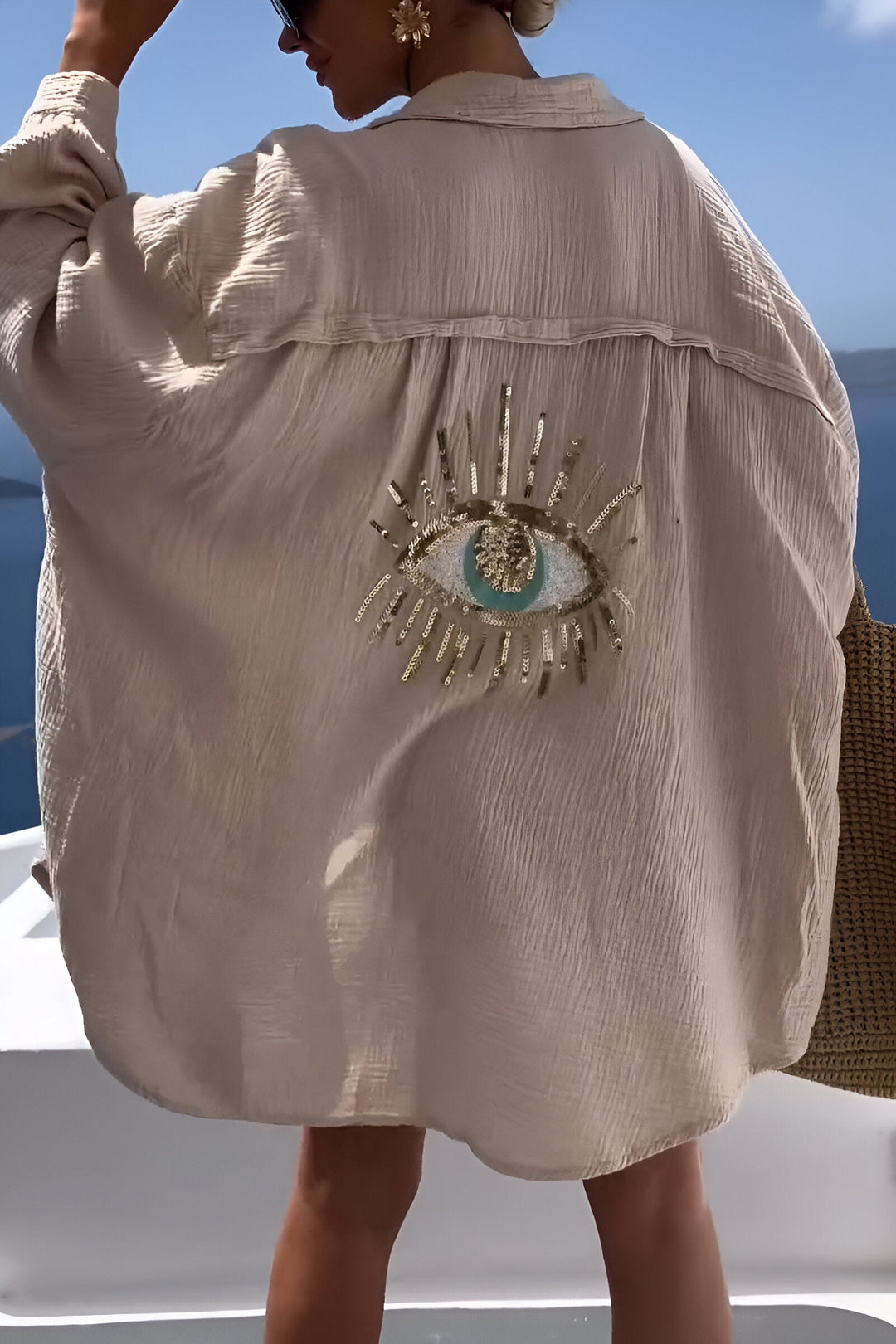Isabelle - Evil Eye Collar Sommarblus med öppningsbar krage