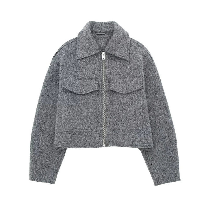 Jacka för Kvinnor | Zip-Up | Bröstfickor | Kort jacka | Höstjacka