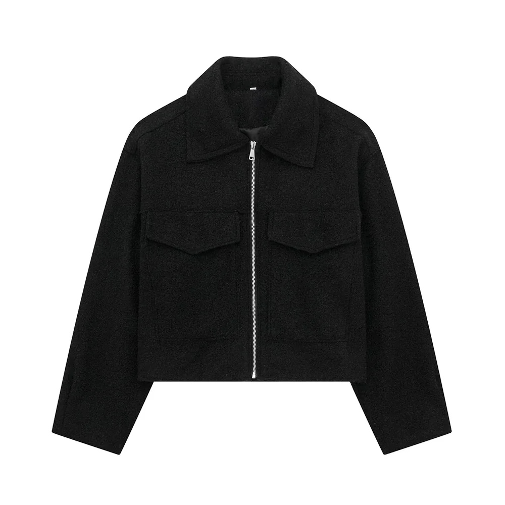 Jacka för Kvinnor | Zip-Up | Bröstfickor | Kort jacka | Höstjacka