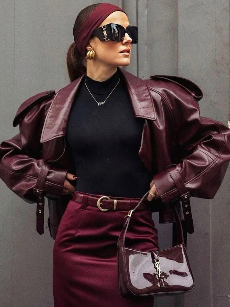 Jacka i konstläder | Cropped | Bälte | Faux Leather Jacka | Damjackor