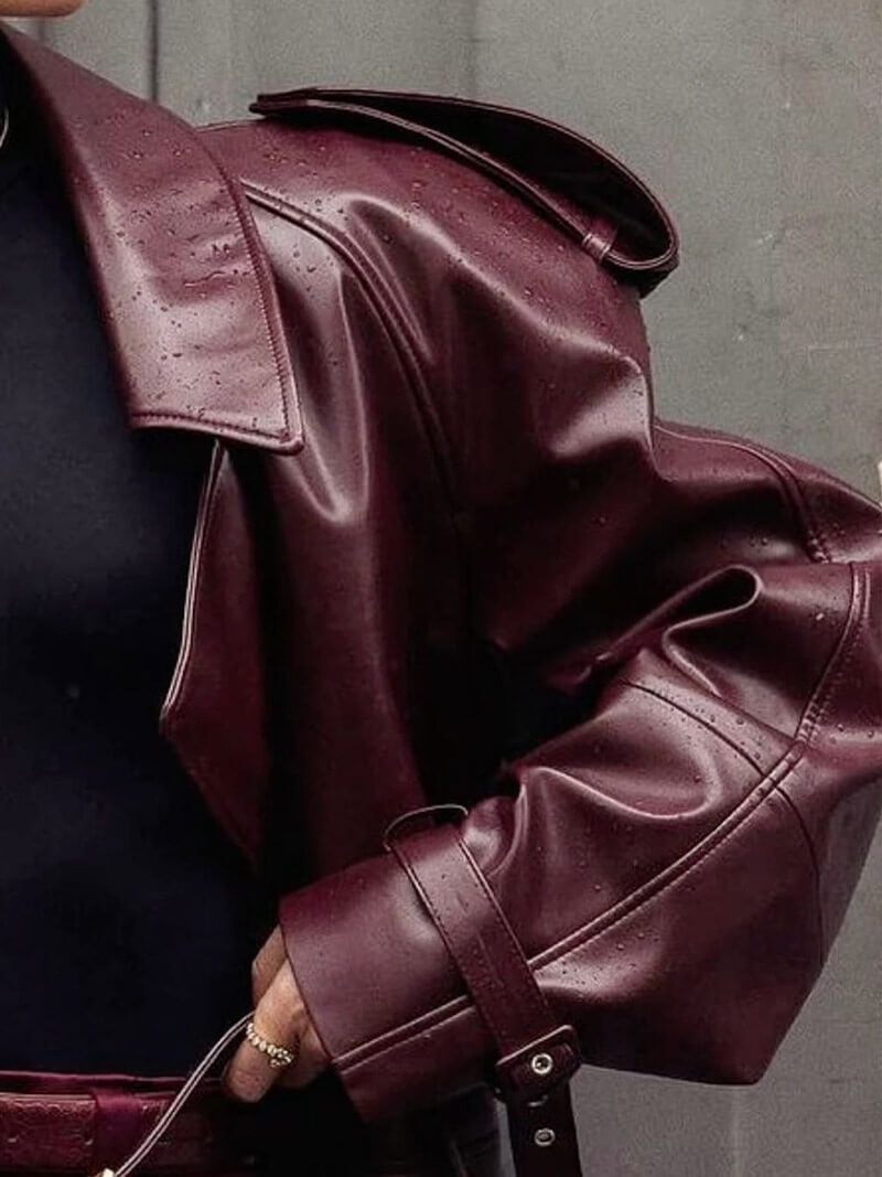 Jacka i konstläder | Cropped | Bälte | Faux Leather Jacka | Damjackor