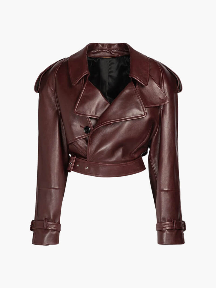 Jacka i konstläder | Cropped | Bälte | Faux Leather Jacka | Damjackor