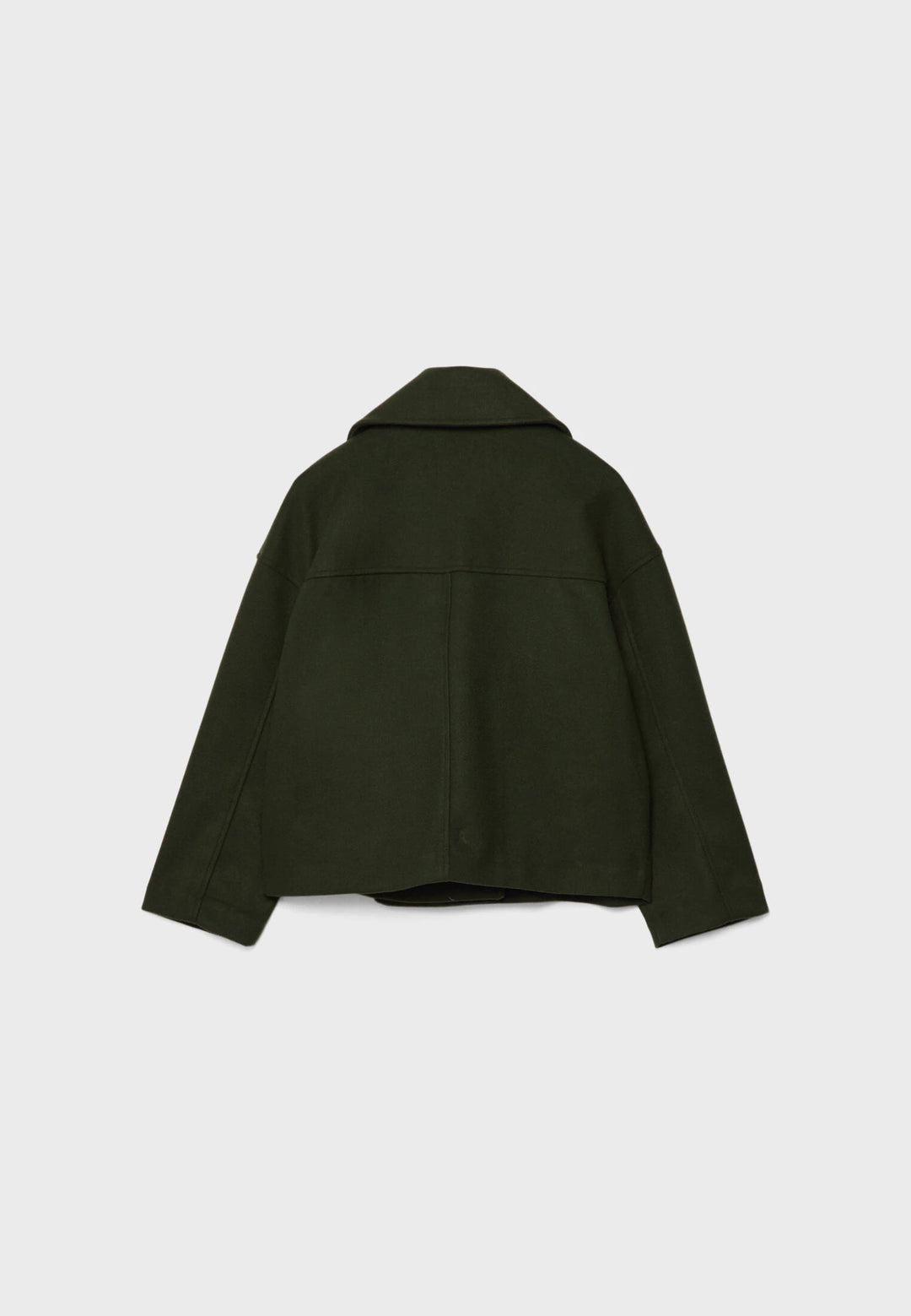 Jacka i ullblandning - Oversized - Dubbelknäppt - Kort ulljacka - Ullkappa för dam