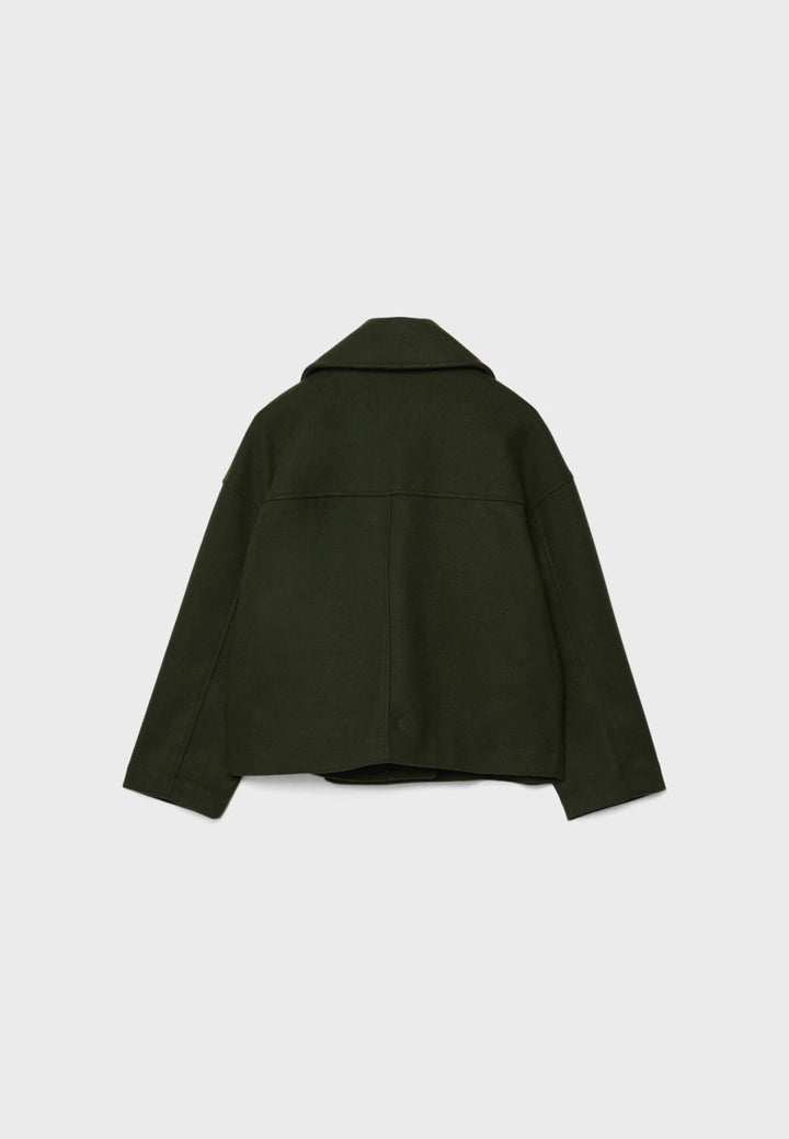 Jacka i ullblandning - Oversized - Dubbelknäppt - Kort ulljacka - Ullkappa för dam