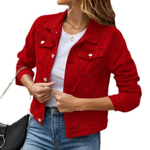 Jeansjacka - Klassisk kort slim fit jeansjacka för damer