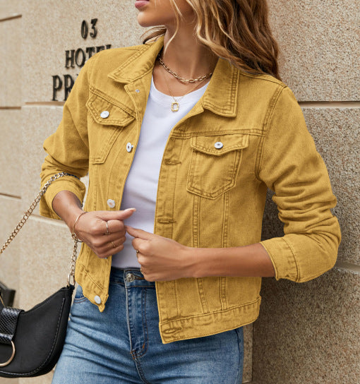 Jeansjacka - Klassisk kort slim fit jeansjacka för damer