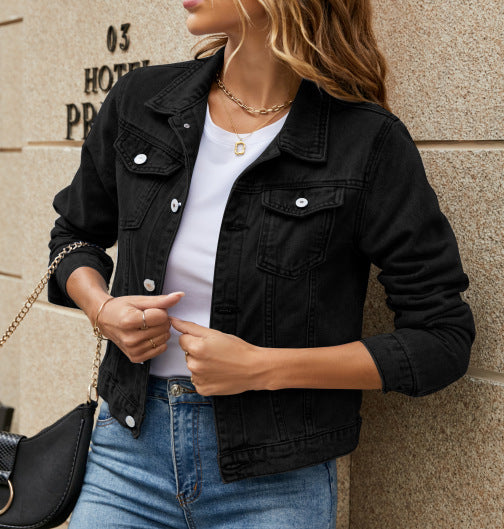 Jeansjacka - Klassisk kort slim fit jeansjacka för damer
