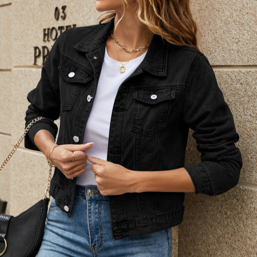 Jeansjacka - Klassisk kort slim fit jeansjacka för damer