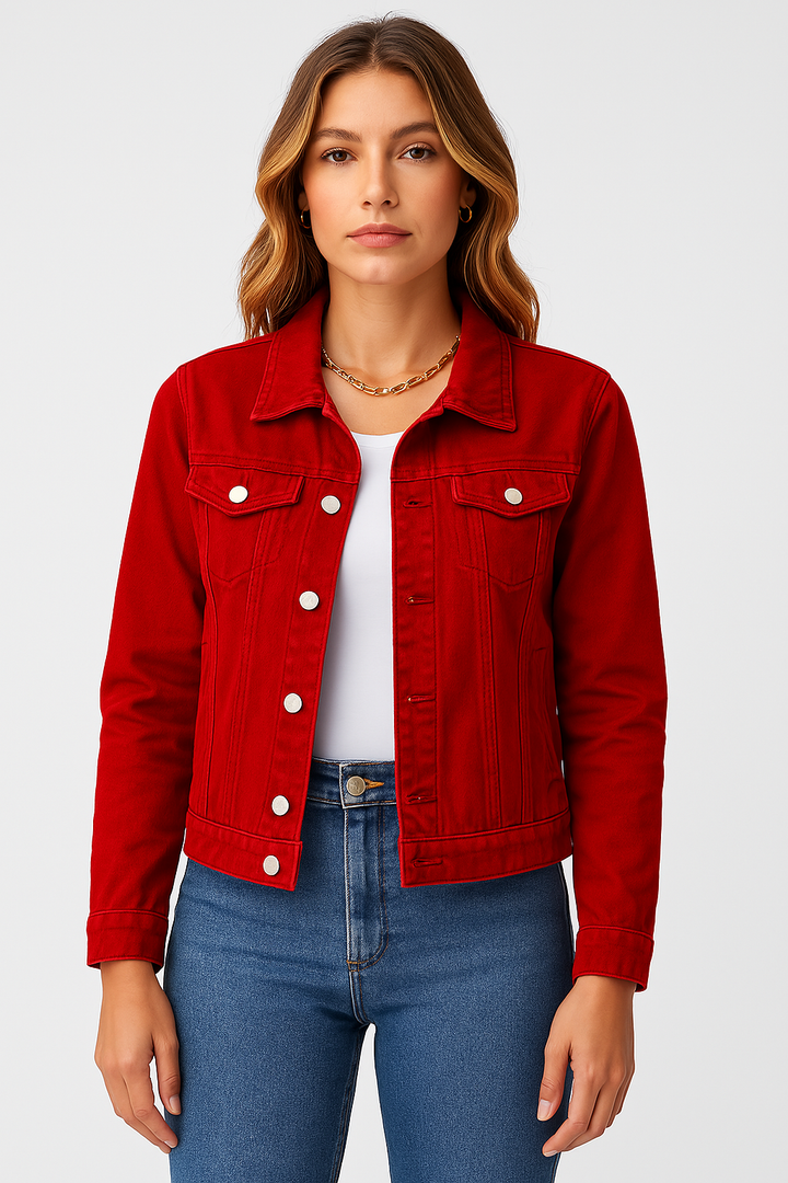 Jeansjacka - Klassisk kort slim fit jeansjacka för damer