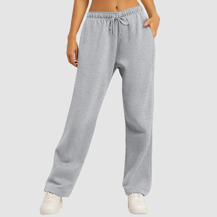 Joggingbyxor med vida ben – Dambyxor med elastisk midja och dragsko