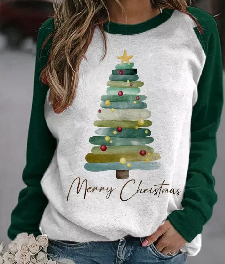 Jul Sweatshirt | Långärmad | Julgran | Jul Pullover | Damtröja